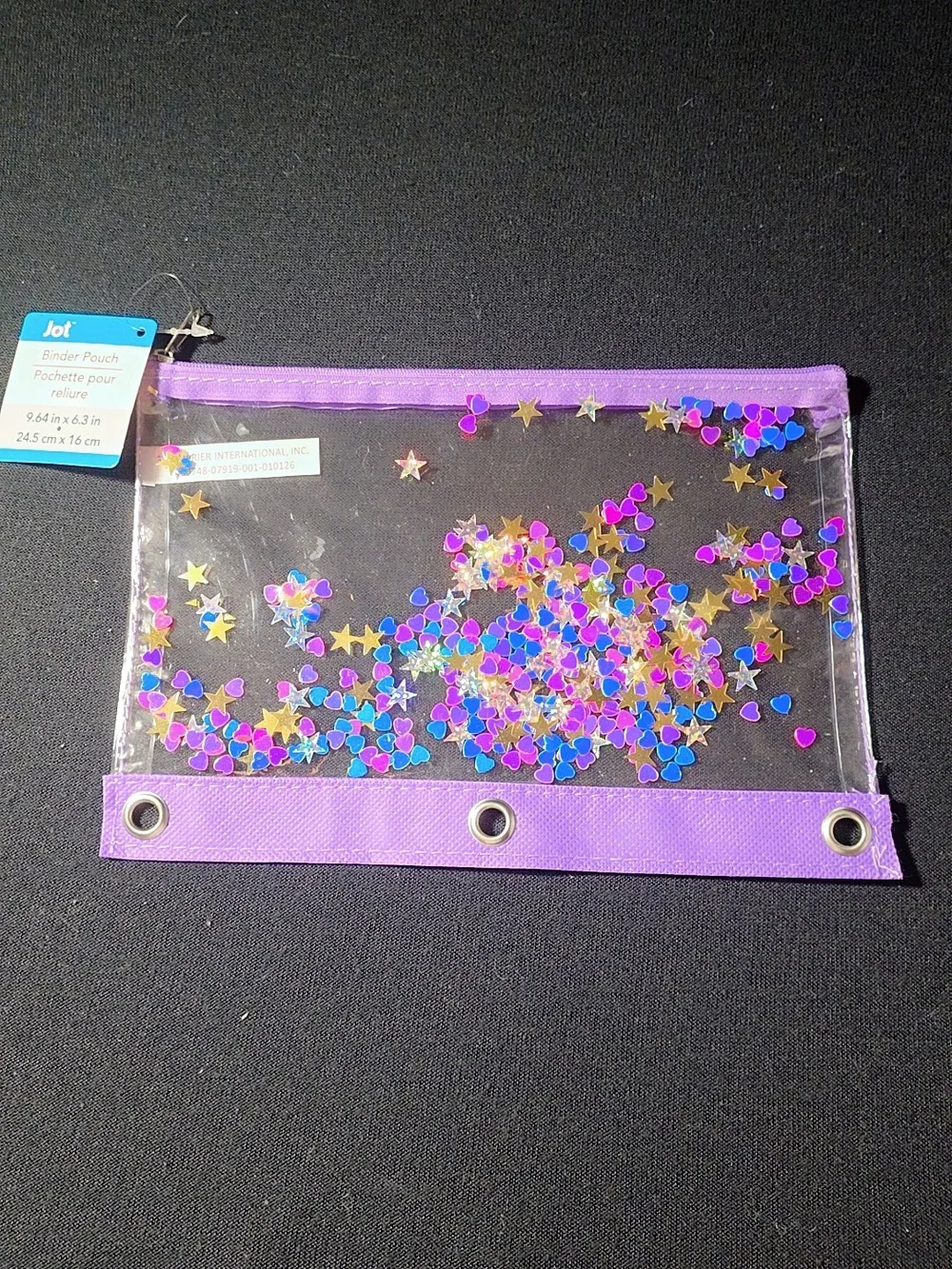 ® Purple Clear Binder Pouch with Confetti Stars
